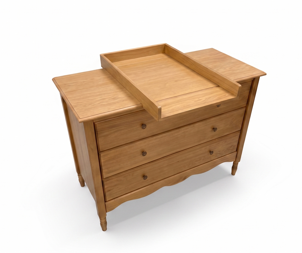Wooden baby changing dresser with removable changing top