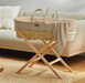 The Little Green Sheep Organic Quilted Moses Basket Set inc Natural mattress - New Edition Quilted Truffle Rice - Hola BB
