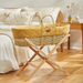 The Little Green Sheep Organic Quilted Moses Basket Set inc Natural mattress Quilted Honey Rice - Hola BB